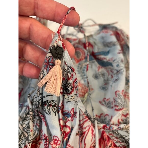 Z & V Flowy Floral Tassel Dress Nighty With Adjustable Straps & Pom-Pom Trim - Picture 5 of 9